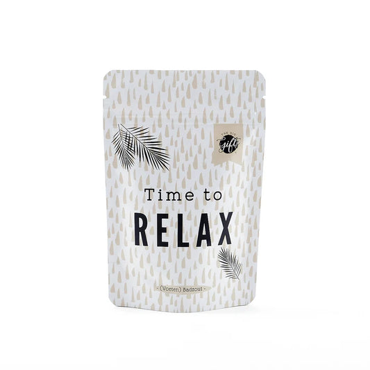 Voetenbad Badzout Time to Relax met beige print en Himalayazout - Liefs en Lintjes