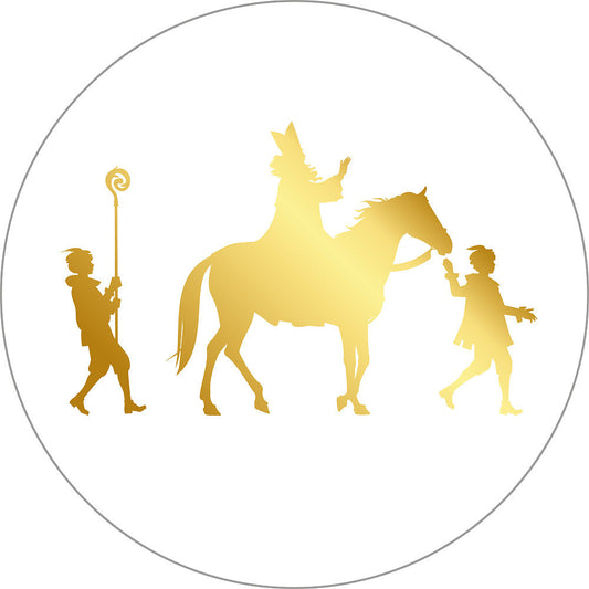 Stickers XL sint en pieten, goudfolie