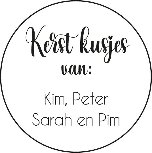 Persoonlijke sticker kerst kusjes van:
