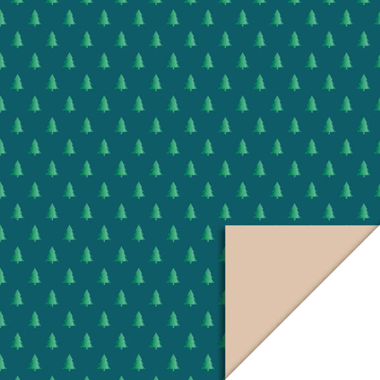 Cadeaupapier xmas trees Green Foil Jade - Nude 70cm