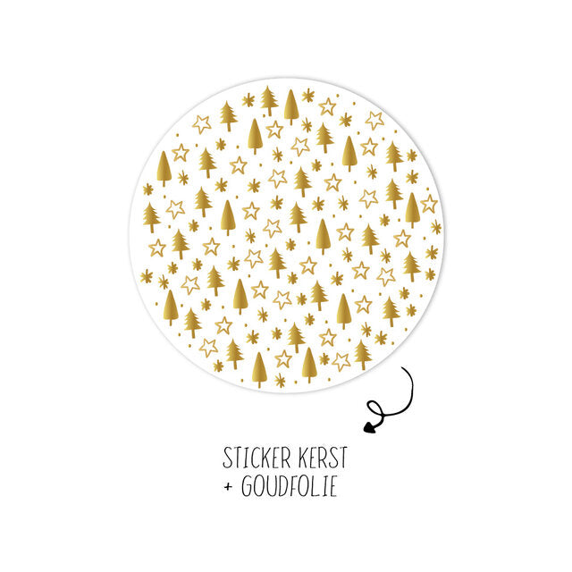 Stickers - kerstboompjes mix wit/goud