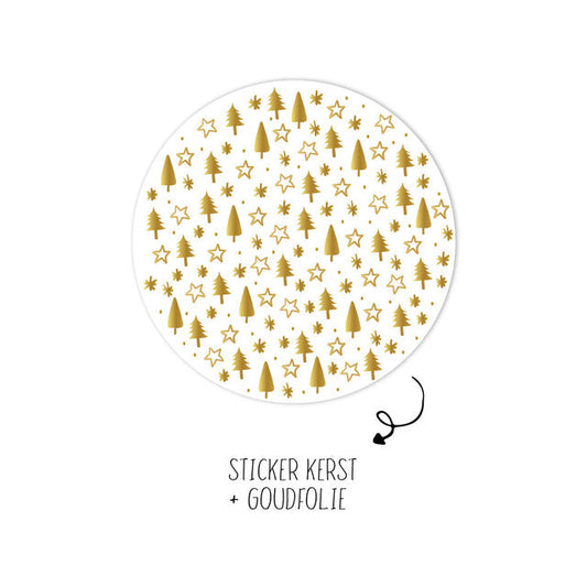 Stickers - kerstboompjes mix wit/goud